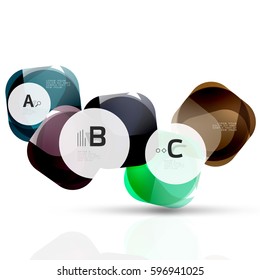 Cuadrados volantes futuristas, plantilla de fondo abstracto. Vector para diseño de flujo de trabajo de impresión, diagrama, opciones de número o banner de diseño web