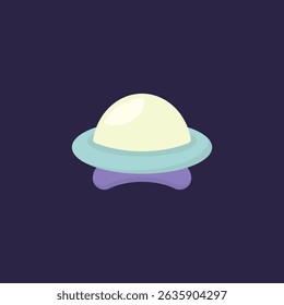 Futuristic flying UFO aircraft illustration, unique space alien aircraft vector design