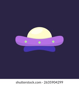 Futuristic flying UFO aircraft illustration, unique space alien aircraft vector design