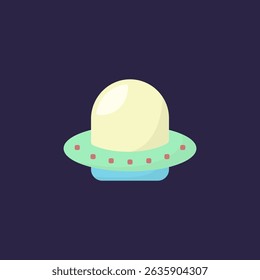 Futuristic flying UFO aircraft illustration, unique space alien aircraft vector design