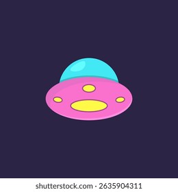Futuristic flying UFO aircraft illustration, unique space alien aircraft vector design