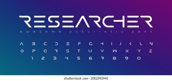 Futuristic font alphabet letters. Future logo typography. Creative minimalist typographic design. Cropped letters set for science technology, space research logo type, hud text, headline, scifi cover