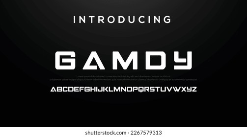 Futuristic font alphabet letters. Future logo typography. Creative minimalist typographic design. Cropped letters set for science technology, space research logo type, hud text, headline, scifi cover
