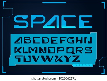 Futuristic font. Cosmic Font. Vector alphabet set.Fresh futuristic Techno font trance style lettering