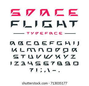 Futuristic font. Letters and numbers for sci-fi, military, cosmic logo and title design
