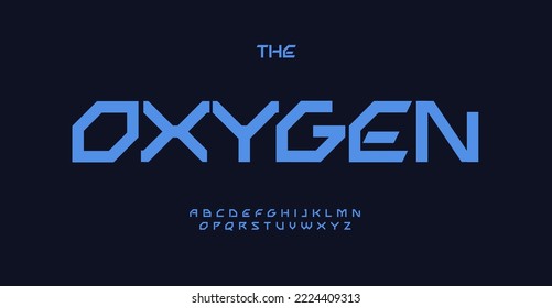 Futuristic font, modern geometric typeset. Innovation technology alphabet, square minimalist unusual letters for science, research, digital technology, esport. Vector typographic design