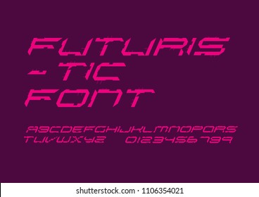 Futuristic font set italic