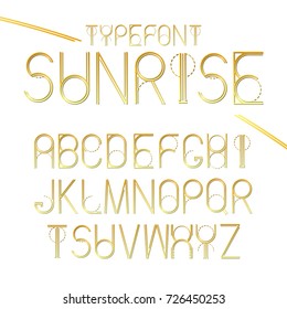 Futuristic font. Thin line vector typeface on black background.