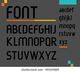  Futuristic font.Vector alphabet set.Minimal.
