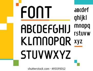  Futuristic font.Vector alphabet set.Minimal.