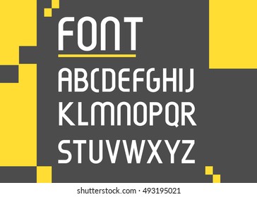  Futuristic font.Vector alphabet set.Minimal.