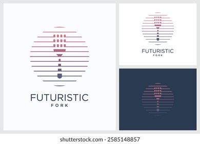 Futuristic Fork Design Inspiration. Futuristic Fork Vector Logo Design Template, Futuristic Fork Logo Design Vector Illustration