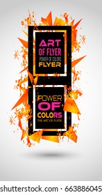 Futuristic Frame Art Design with Abstract shapes and drops of colors behind the space for text. Modern Artistic flyer or party thai background.
