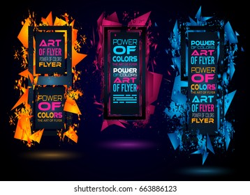 Futuristic Frame Art Design with Abstract shapes and drops of colors behind the space for text. Modern Artistic flyer or party thai background.