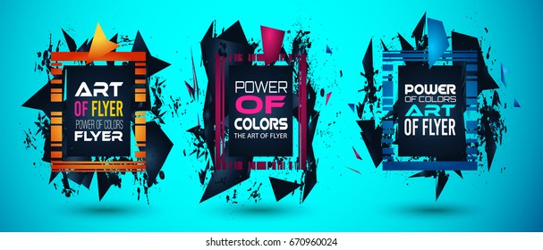 Diseño futurista de arte de cuadros con formas abstractas y caídas de colores detrás del espacio para el texto. Volante artístico moderno o fondo de fiesta tailandesa.