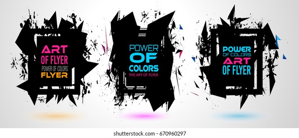 Futuristic Frame Art Design with Abstract shapes and drops of colors behind the space for text. Modern Artistic flyer or party thai background.