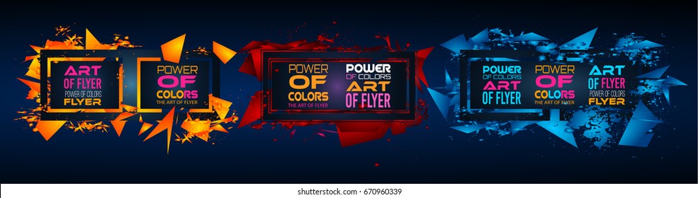 Futuristic Frame Art Design with Abstract shapes and drops of colors behind the space for text. Modern Artistic flyer or party thai background.