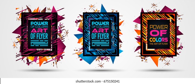 Diseño futurista de arte de cuadros con formas abstractas y caídas de colores detrás del espacio para el texto. Volante artístico moderno o fondo de fiesta tailandesa.