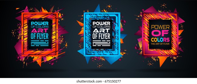 Futuristic Frame Art Design with Abstract shapes and drops of colors behind the space for text. Modern Artistic flyer or party thai background.