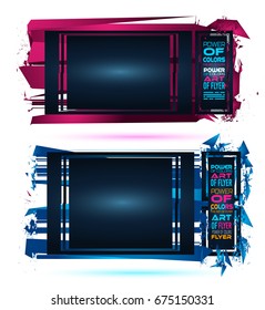 Futuristic Frame Art Design with Abstract shapes and drops of colors behind the space for text. Modern Artistic flyer or party thai background.