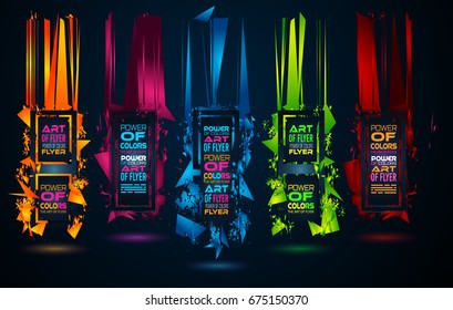 Futuristic Frame Art Design with Abstract shapes and drops of colors behind the space for text. Modern Artistic flyer or party thai background.