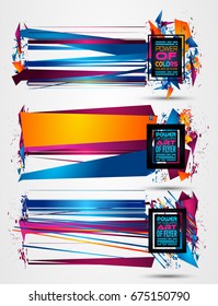 Futuristisches Frame Art Design mit abstrakten Formen und Farbtröpfen hinter dem Raum für Text. Moderner künstlerischer Flyer oder Party-thailändischer Hintergrund.