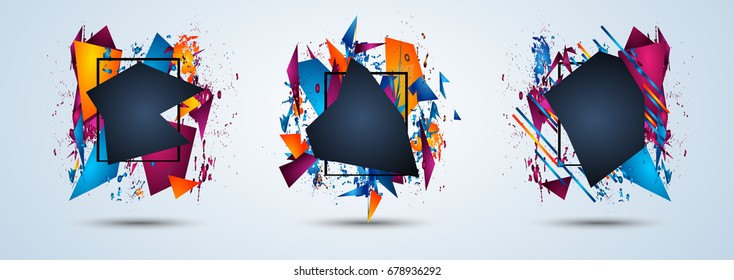 Futuristic Frame Art Design with Abstract shapes and drops of colors behind the space for text. Modern Artistic flyer or party thai background.