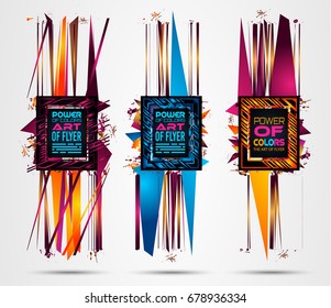 Diseño futurista de arte de cuadros con formas abstractas y caídas de colores detrás del espacio para el texto. Volante artístico moderno o fondo de fiesta tailandesa.