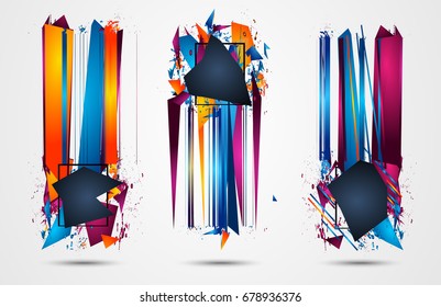Diseño futurista de arte de cuadros con formas abstractas y caídas de colores detrás del espacio para el texto. Volante artístico moderno o fondo de fiesta tailandesa.