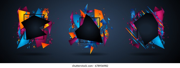 Futuristic Frame Art Design with Abstract shapes and drops of colors behind the space for text. Modern Artistic flyer or party thai background.