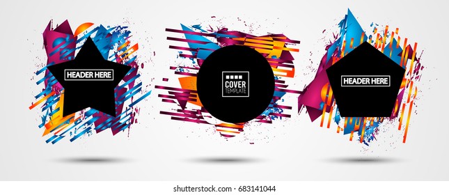 Futuristic Frame Art Design with Abstract shapes and drops of colors behind the space for text. Modern Artistic flyer or party thai background.