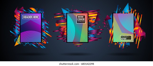 Futuristic Frame Art Design with Abstract shapes and drops of colors behind the space for text. Modern Artistic flyer or party thai background.