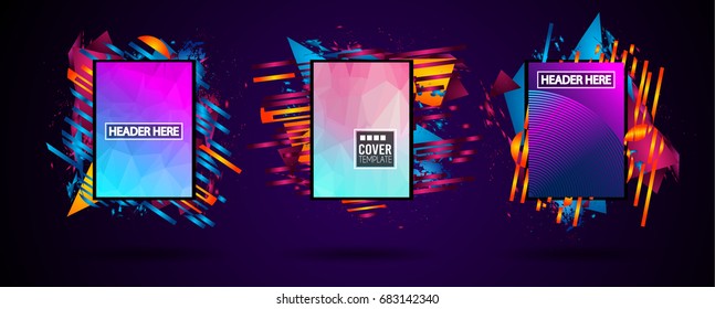 Futuristic Frame Art Design with Abstract shapes and drops of colors behind the space for text. Modern Artistic flyer or party thai background.