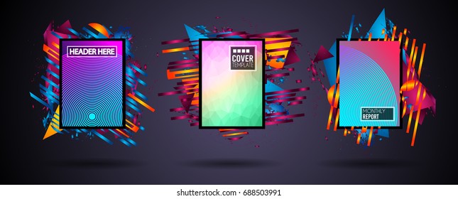 Futuristic Frame Art Design with Abstract shapes and drops of colors behind the space for text. Modern Artistic flyer or party thai background.