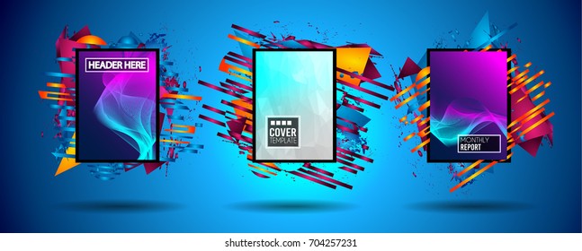 Futuristic Frame Art Design with Abstract shapes and drops of colors behind the space for text. Modern Artistic flyer or party thai background.