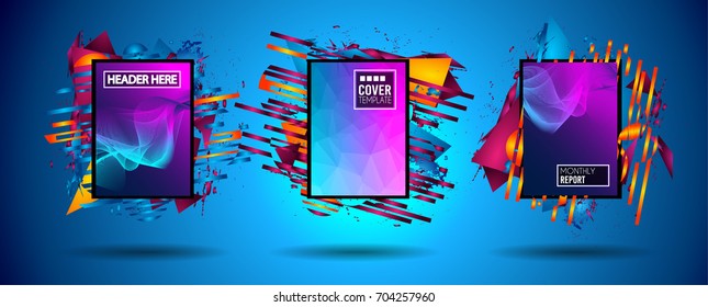 Futuristic Frame Art Design with Abstract shapes and drops of colors behind the space for text. Modern Artistic flyer or party thai background.