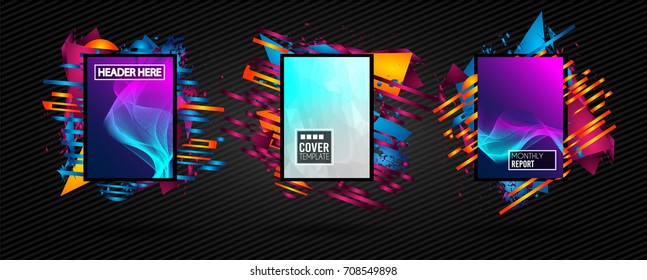 Futuristic Frame Art Design with Abstract shapes and drops of colors behind the space for text. Modern Artistic flyer or party thai background.