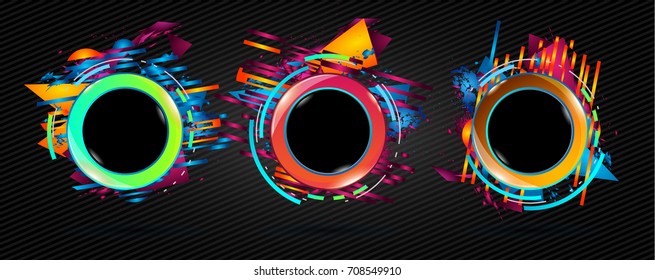 Futuristic Frame Art Design with Abstract shapes and drops of colors behind the space for text. Modern Artistic flyer or party thai background.