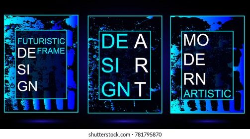 Futuristic Frame Art Design with Abstract shapes and drops of colors behind the space for text. Modern Artistic flyer or party  background.