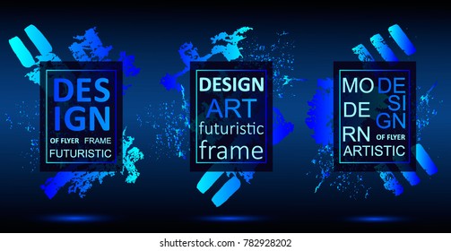 Futuristic Frame Art Design with Abstract shapes and drops of colors behind the space for text. Modern Artistic flyer or party background.