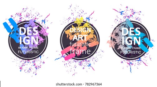 Futuristic Frame Art Design with Abstract shapes and drops of colors behind the space for text. Modern Artistic flyer or party thai background.