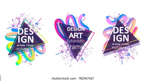 Futuristic Frame Art Design with Abstract shapes and drops of colors behind the space for text. Modern Artistic flyer or party thai background.