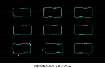 Futuristic frame design element. HUD Abstract Futuristic Element User Screen Control Inteface Monitor Panel. Virtual Reality Interface Frames. Vector Illustration.