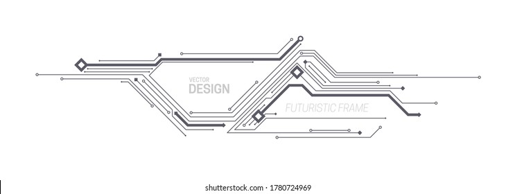 Futuristic frame design. Vector illustration. HUD element. Circuit board or chip pattern. Technology concept