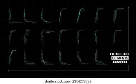 Futuristic frame elements. Hud dashboard display virtual reality technology screen. Vector Illustration.