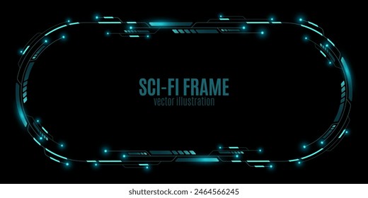 Futuristic frame with light effect. Sci-fi element for your design. GUI and UI. Modern technology. Vector illustration. EPS 10.