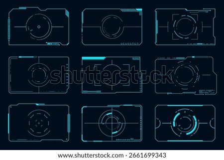 Futuristic frame set cyberpunk style design element technology HUD sci-fi design.