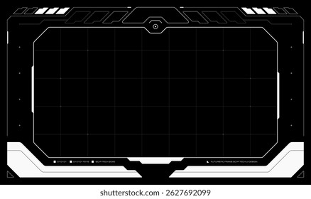 Futuristic frame streaming vector illustration. Live stream interface overlay frames for gamer broadcast.
