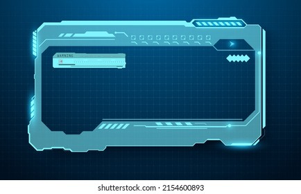 Futuristic frame user interface screen element.  Abstract control panel layout design. Blue Virtual hi Sci fi technology gadget. Empty rectangle frame for game ui design. Vector illustration