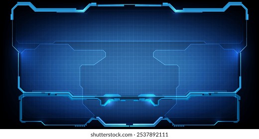 Quadro futurista, tela, painéis, borda e janelas para head up display ou controle de painel e fundo de tecnologia.Futuro sci fi estilo de tecnologia de design de conceitos.Ilustrações vetoriais.